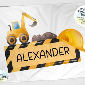 Couverture de construction personnalisée, Couverture douce Minky pour enfants, Cadeau d&#39;anniversaire, Cadeau de baby shower, Couverture pour bébé, Couverture personnalisée