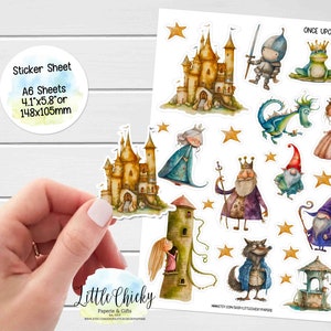 Sticker Sheet - Once Upon A Time Stickers, Planner Stickers, Scrapbook Stickers, Fairy Tale Stickers, Journal Stickers, Baby Stickers