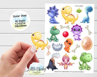 Sticker Sheet - niedlicher Dinosaurier Planner, Sticker, Baby Dinosaurier Sticker, Scrapbook Sticker, Journal Sticker, Dinosaurier Sticker