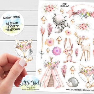 Aufkleber Bogen - Waldtiere Aufkleber, Planer Aufkleber, Scrapbook Aufkleber, Journal Aufkleber, Baby Aufkleber, Aquarell Aufkleber
