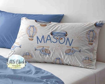 Personalized Pillowcase - Blue Airplane Pillowcase, Soft Microfiber, Personalized Pillowcase with Name, Pillowcase for kids & Adults