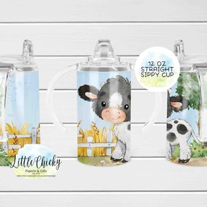 12oz straight sublimation sippy cup wrap, Baby Cow Sublimation Design, Cow 12oz Sippy, PNG File, Instant Download, Tumbler Template