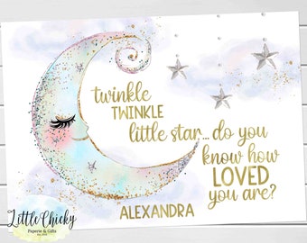 Moon and Stars Personalized Children's Placemat, Twinkle, Twinkle Little Star Personalized Placemat, Personalized Gift, Girl Gift, Boy Gift