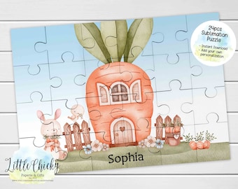 Easter Bunny 24pc Puzzle, Sublimation Design, INSTANT DOWNLOAD, Add your own Personalization, Children's Gift, DIY Puzzle, Easter Gift