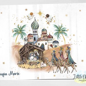 Nativity Scene, Holy Night, Christmas Personalized Children's Placemat,  Personalized Placemat, Toddler Gift, Personalized Gift, Girl Gift