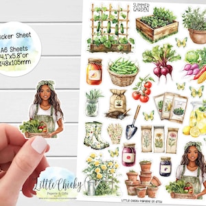 Stickervel - zomertuin 2 stickers, plannerstickers, plakboekstickers, dagboekstickers, tuinstickers, groenten- en fruitstickers
