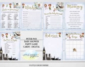 Peter Pan Baby Shower Games Bundle, Printable Baby Shower Games, Bingo, What's in your purse, Wishes for baby, Advice Cards, name the animal