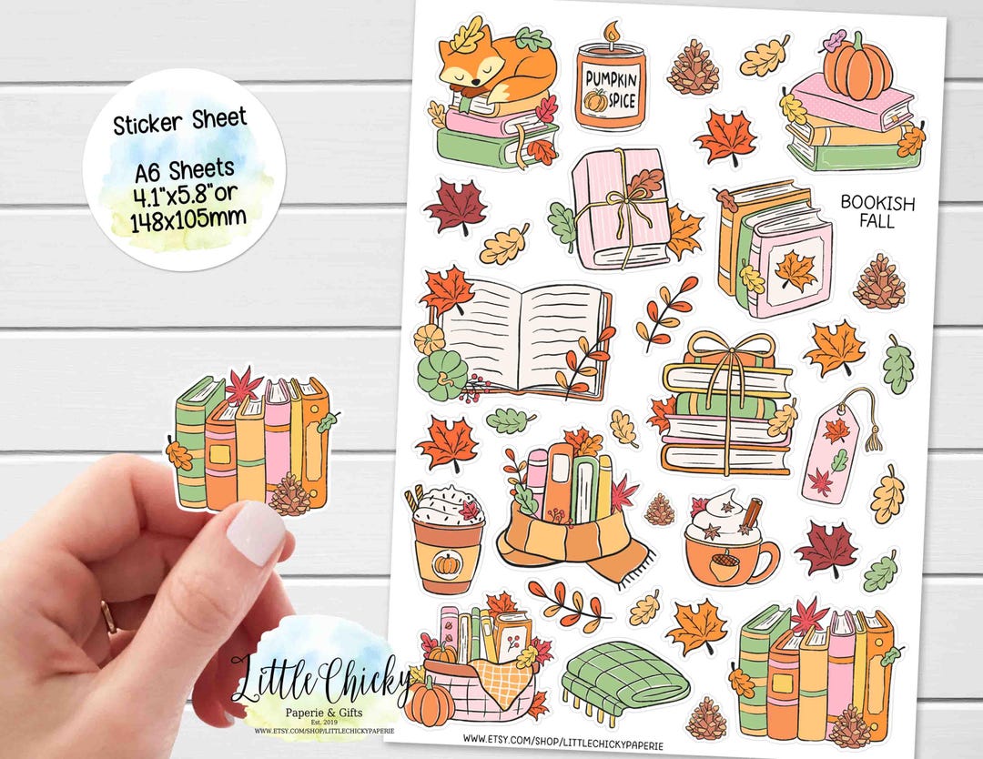Sticker Sheet - Bookish Fall Stickers, Planner Stickers, Book Stickers ...
