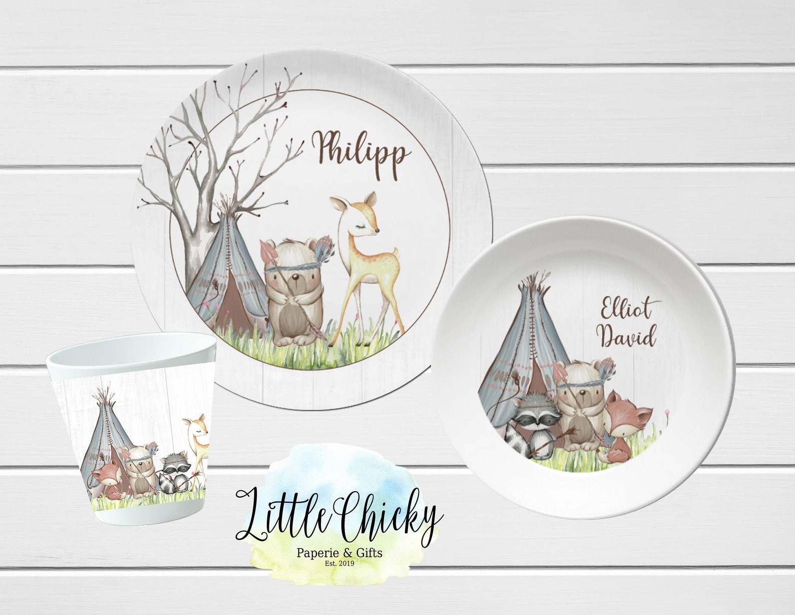 Woodland Animals Children's Plate Set Forest Animals Etsy UK