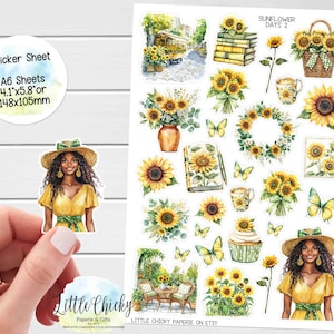 Aufkleber Bogen - Sonnenblume Tage 2 Aufkleber, Planer Aufkleber, Scrapbook Aufkleber, Floral Aufkleber, Journal Aufkleber, Baby Aufkleber