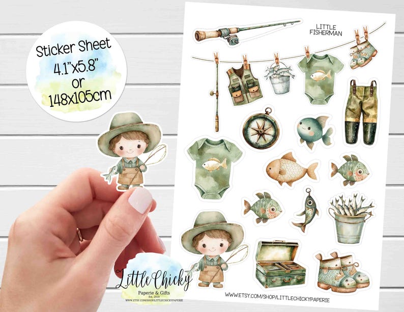 Sticker Sheet Little Fisherman Stickers, Autumn Planner Stickers