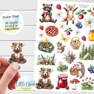 Aufkleber Bogen - Waldsommer Aufkleber, Planner Aufkleber, Scrapbook Aufkleber, Sommer Aufkleber, Journal Aufkleber, Baby Aufkleber
