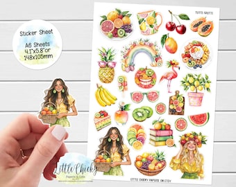 Stickervel - Tutti Frutti 1-stickers, plannerstickers, plakboekstickers, dagboekstickers, fruttistickers, zomerstickers