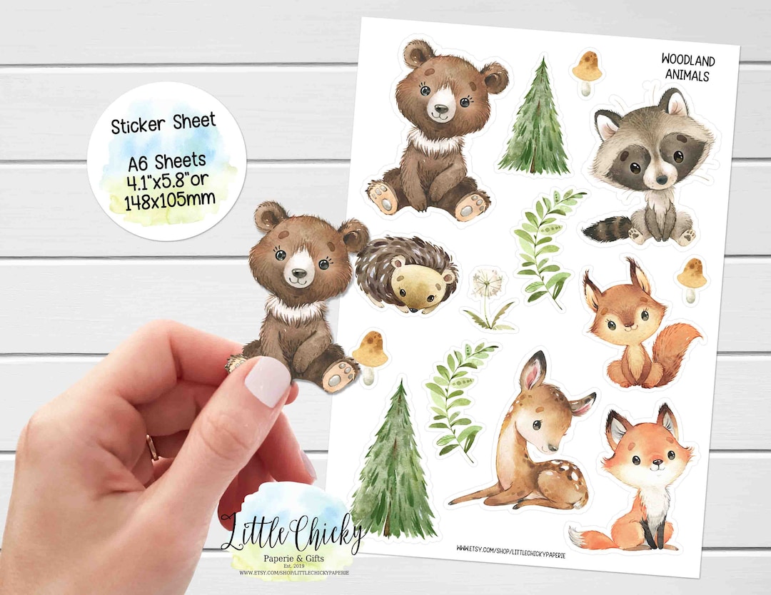 Sticker Sheet Woodland Animal Stickers, Planner Stickers, Scrapbook