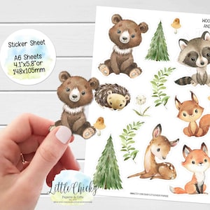Stickervel - stickers bosdieren, plannerstickers, plakboekstickers, dagboekstickers, dagboekstickers, babystickers