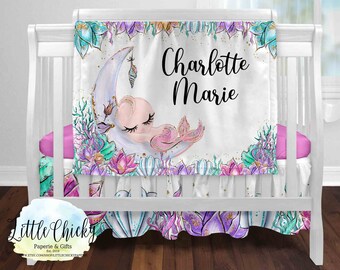 Personalized Mermaid Baby Blanket, Soft Minky Baby Blanket, Baby Shower Gift, New Baby Gift, 50"x60" Baby Blanket, Personalized Blanket