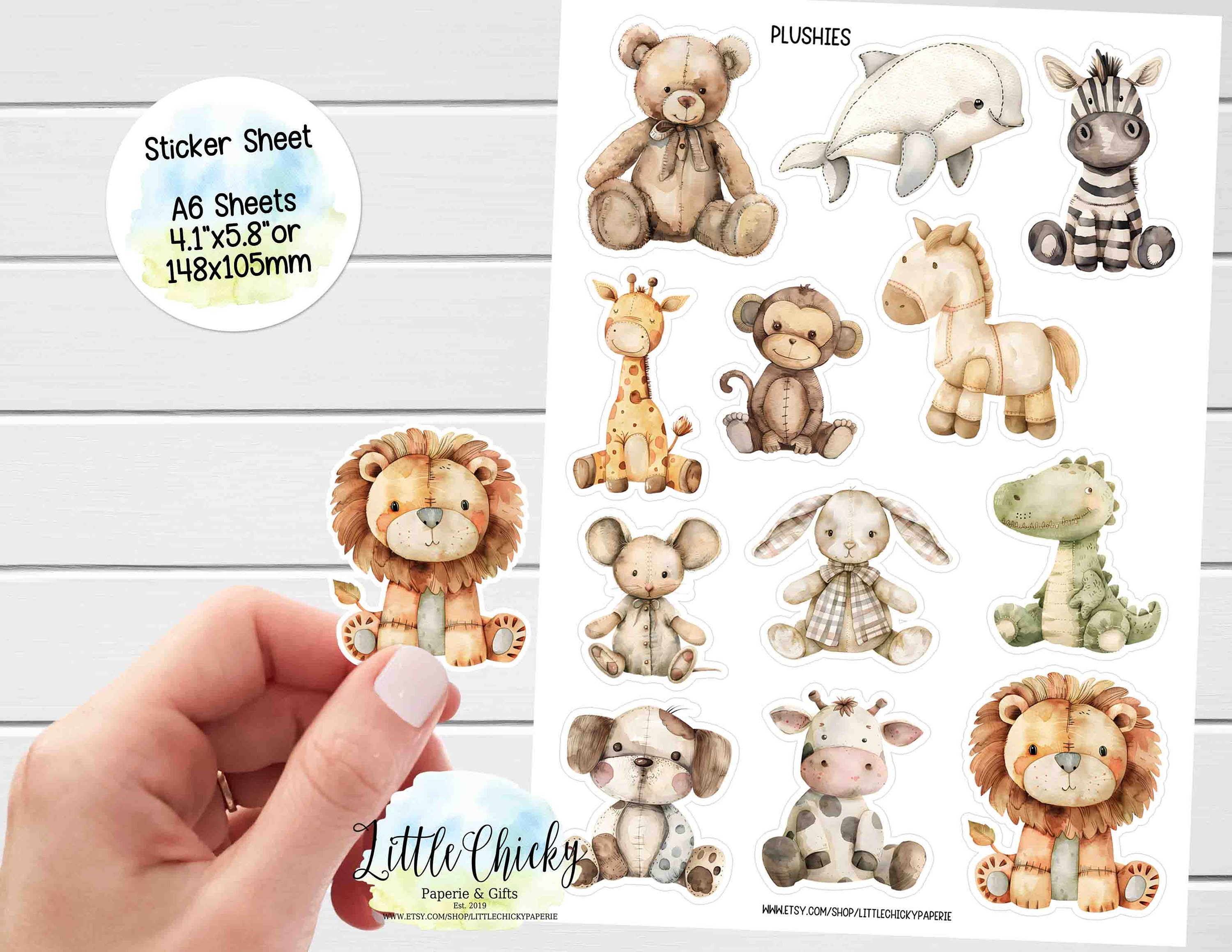 Sticker Plush Sticker Sheet - Plush Animal Stickers, Stuffed Animal Stickers, Planner ...