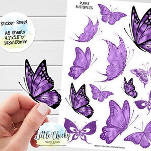 Sticker Bogen - Lila Schmetterling Aufkleber, Schmetterling Aufkleber, Planer Aufkleber, Scrapbook Aufkleber, Journal Aufkleber, Baby Aufkleber