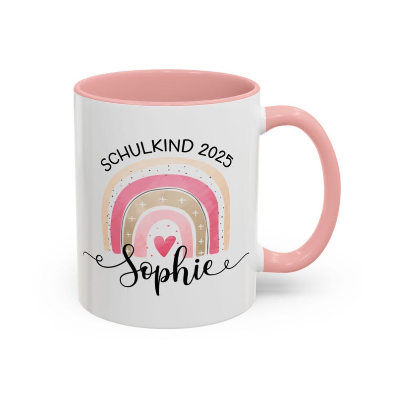 Personalized Schulkind Mug - Pink Rainbow Mug, 11oz Ceramic Mug, Kids Mug, School Enrollment Gift, Kids Gift, School Gift image 3