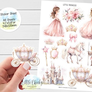 Aufkleber Bogen - Kleine Prinzessin Aufkleber, Planner Aufkleber, Scrapbook Aufkleber, Rosa Prinzessin Aufkleber, Journal Aufkleber, Baby Aufkleber