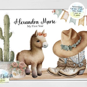Cowgirl Baby Keepsake Journal, Personalized Cowgirl Baby Book, Milestone Stickers, First Five Years, Baby Book, Baby Shower Gift