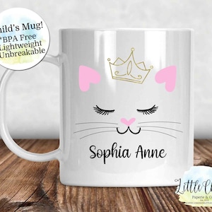 Personalized Princess Cat Coffee Mug, Personalized Coffee Mug, 330ml Ceramic mug, 330ml Plastic Mug, Gift for her, Children&#39;s mug