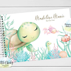 Turtle Under the Sea Baby Keepsake Journal, Turtle Baby Book, Milestone Stickers, First Five Years, Baby Shower Gift, New Baby Book