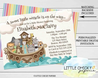 Noah's Ark Baby Shower Invitation, girl baby shower, boy baby shower, Religious baby shower Invitation