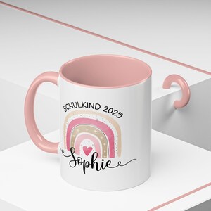 Personalized Schulkind Mug - Pink Rainbow Mug, 11oz Ceramic Mug, Kids Mug, School Enrollment Gift, Kids Gift, School Gift image 2