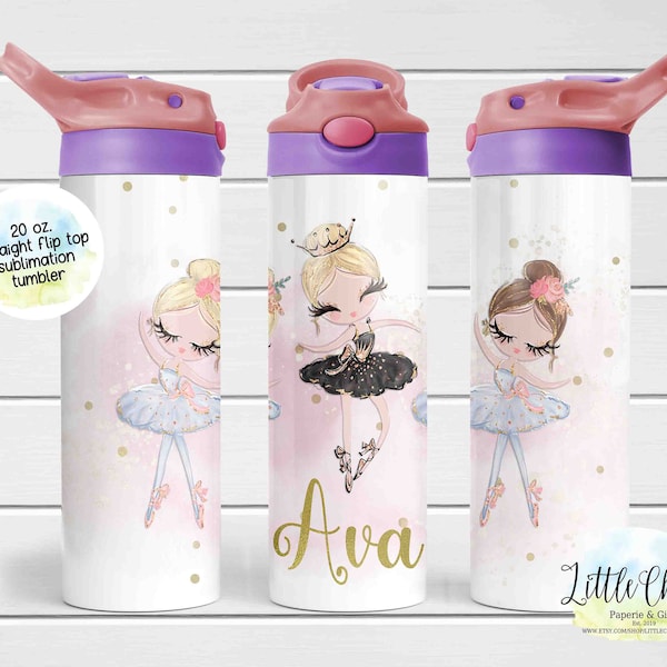 Ballerina 20oz straight sublimation flip top cup wrap, Ballerina flip top Sublimation Design, PNG File, Instant Download, Tumbler Template