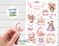 Sticker Sheet - Pink Baby Teddy Bears Planner Stickers, Watercolor Stickers, Scrapbook Stickers, Journal Stickers, Baby Stickers product logo