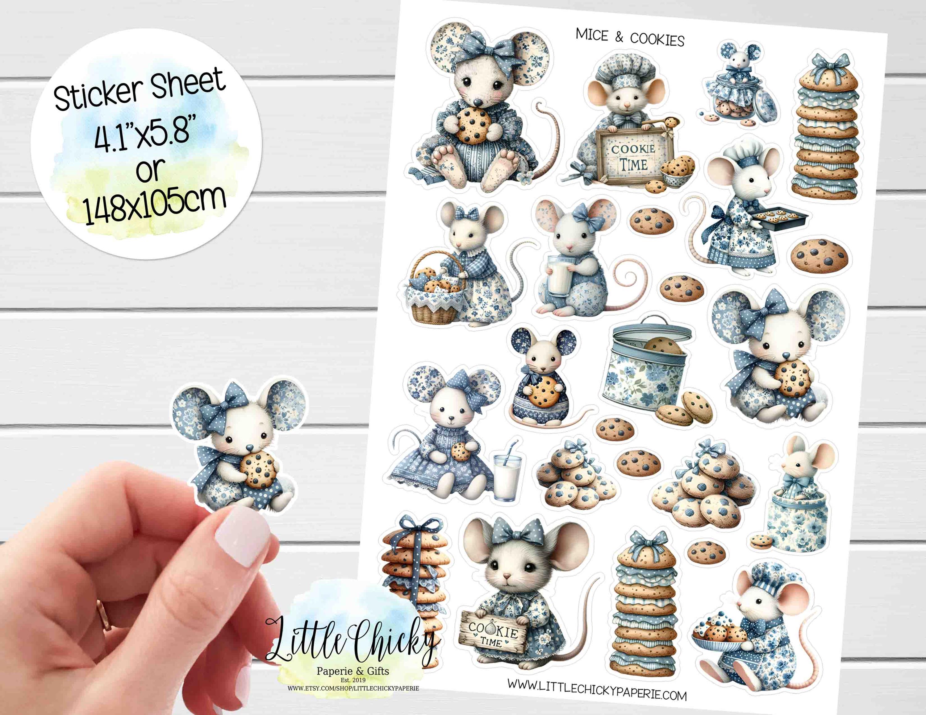 Mouse Pattern Sticker Sticker Sheet - Mice & Cookies Stickers, Planner Stickers, Scrapbook ...