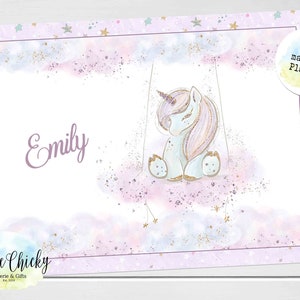 Personalized Children's Placemat, Unicorn Personalized Placemat, Toddler Gift, Personalized Gift, Girl Gift, Purple Unicorn Placemat