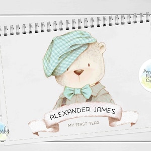 Bär Erstes Jahr Babykalender, Babys erstes Jahr Kalender, Meilenstein Aufkleber, Erstes Jahr Kalender Journal Andenken, Babypartygeschenk
