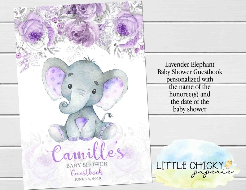 Purple Elephant Baby Shower Invitation Lavender Elephant Baby Etsy