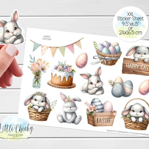 XXL Aufkleber Bogen - Frohe Ostern Aufkleber, Osterhase Aufkleber, Planer Aufkleber, Baby Aufkleber, Scrapbook Aufkleber, Journal Aufkleber