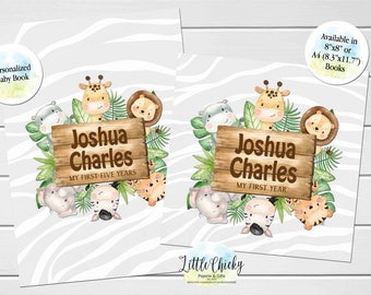 Safari Animals Baby Keepsake Journal, Jungle Animals Baby Book, First Year Baby Book, First Five Years Book, Matching Milestone Stickers