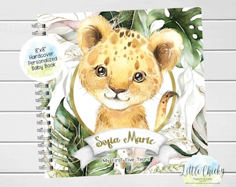 Baby Lion, Safari Baby Keepsake Journal, Baby Lion Personalized Baby Book, Milestone Stickers, First Five Year, Baby Book, Baby Shower Gift