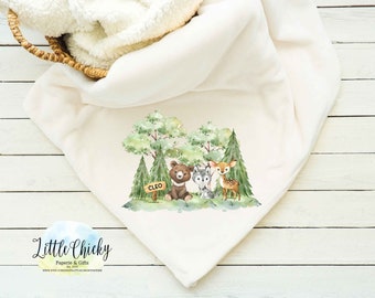 Woodland Animals Sublimation Design, Woodland Animals Baby Blanket Sublimation Design, Baby Sublimation Design, PNG File, Instant Download