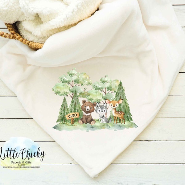 Woodland Animals Sublimation Design, Woodland Animals Baby Blanket Sublimation Design, Baby Sublimation Design, PNG File, Instant Download