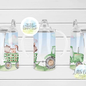 12oz straight sublimation sippy cup wrap, Green Tractor, Farm sippy cup Sublimation Design, PNG File, Instant Download, Tumbler Template