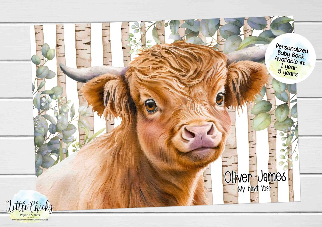 Highland Cow Baby Keepsake Journal, Baby Cow Baby Book, Milestone