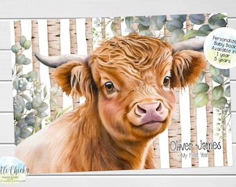 Highland Cow Baby Keepsake Journal, Baby Cow Baby Book, Milestone Stickers, First Five Years, First Year Baby Book, Baby Shower Gift