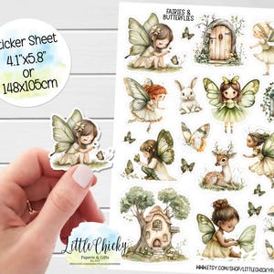 Aufkleber Bogen - Feen & Schmetterlinge Aufkleber, Planer Aufkleber, Aquarell Aufkleber, Scrapbook Aufkleber, Journal Aufkleber, Baby Aufkleber