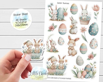 Sticker Sheet -Easter Bunnies Sticker, Planner Stickers, Scrapbook Stickers, Easter Stickers, Journal Stickers, Baby Stickers