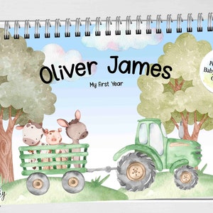 Traktor, Bauernhoferster Jahreskalender, Kind erster Jahreskalender, Meilenstein Aufkleber, Erstes Jahr Kalender Journal Andenken, Babypartygeschenk