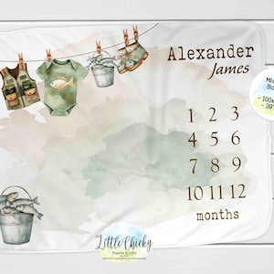 Little fisher Milestone Blanket, Fishing Themed Monthly Photo Blanket, Personalized Milestone Blanket, Milestone Blanket, Baby Shower Gift