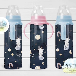 8oz Baby Bottle Sublimation Design, Capricorn baby bottle Kids, Zodiac Baby Sublimation Design, PNG File, Instant Download, Stars & Moon