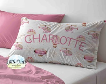 Personalized Pillowcase - Pink Airplane Pillowcase, Soft Microfiber, Personalized Pillowcase with Name, Pillowcase for kids & Adults