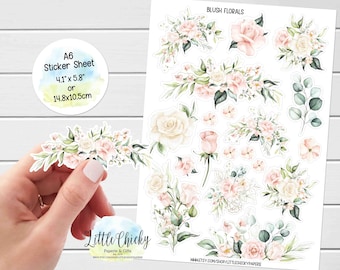Sticker Sheet - Blush Florals Planner Stickers, Pink Floral Stickers, Planner Stickers, Scrapbook Stickers, Journal Stickers, Baby Stickers
